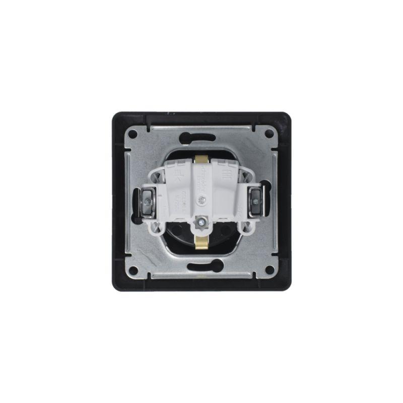 Розетка 1-м СП 1мод. Glossa 16А IP20 с заземл. в сборе антрацит SchE GSL000742