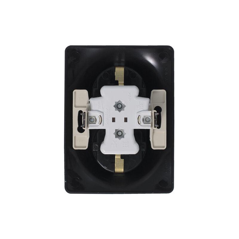 Розетка 2-м Glossa 16А с заземл. в сборе антрацит SchE GSL000724