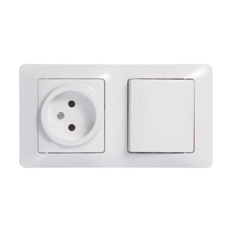 Блок комбинированный GLOSSA розетка + выкл. 1-кл. бел. SchE GSL000160