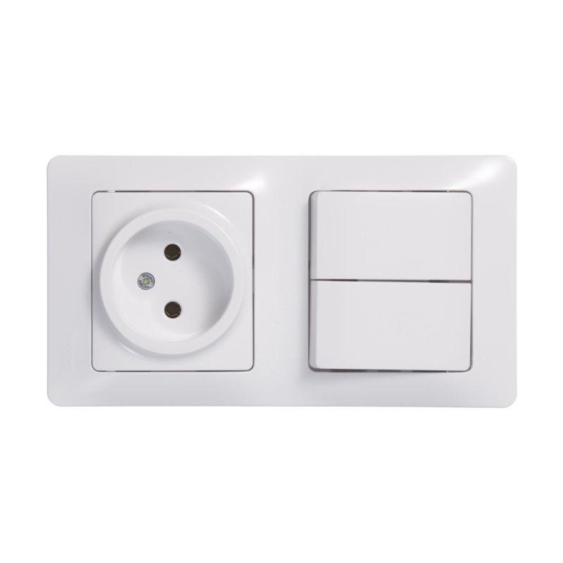 Блок комбинированный GLOSSA розетка + выкл. 2-кл. бел. SchE GSL000172