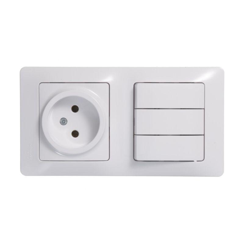 Блок комбинированный GLOSSA розетка + выкл. 3-кл. бел. SchE GSL000176