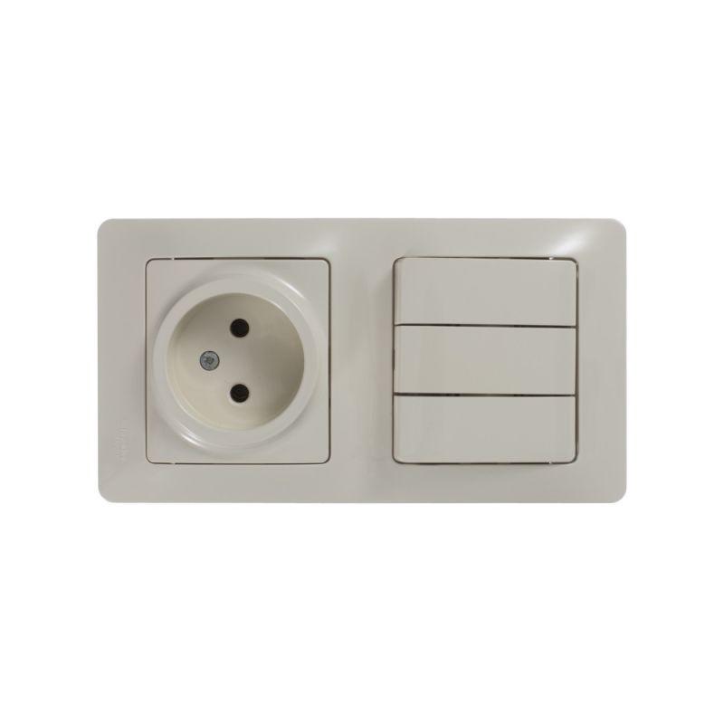 Блок комбинированный GLOSSA розетка+ выкл. 3-кл. беж. SchE GSL000276