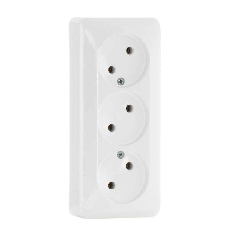 Розетка 3-м ОП Этюд 16А IP20 250В без заземл. без защ. шторок бел. SchE PA16-009B