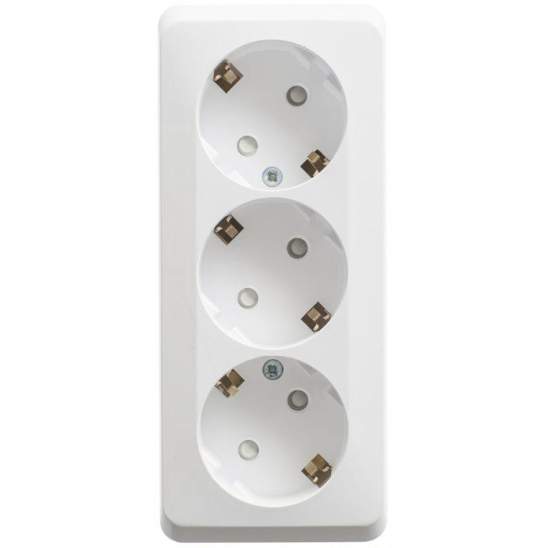 Розетка 3-м ОП Этюд 16А IP20 250В с заземл. защ. шторки бел. SchE PA16-012B