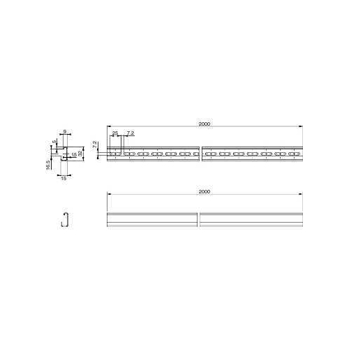 DIN-рейка несимметр. 2000мм 15х32 перф. SchE NSYADR200D