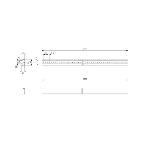 DIN-рейка несимметр. 2000мм 15х32 перф. SchE NSYADR200D