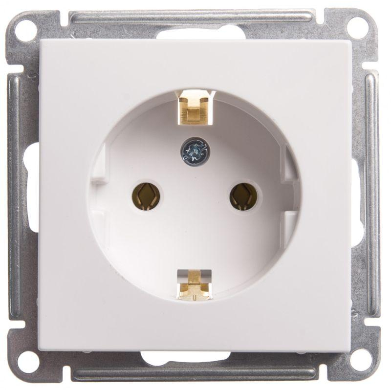 Механизм розетки 1-м СП W59 16А IP20 с заземл. без защ. шторок бел. SchE RS16-154-1-86