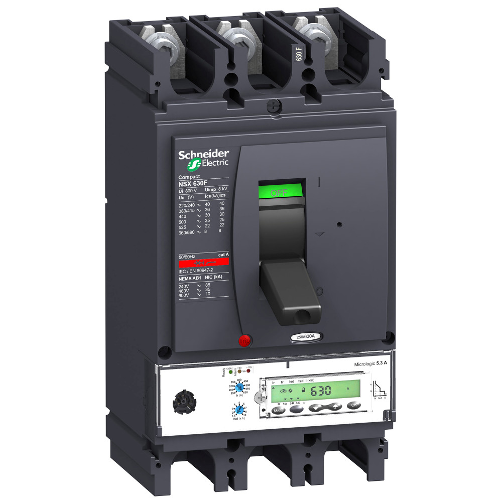 Выключатель автоматический 3п 3т 630А 36кА NSX630F Micrologic 5.3A SchE LV432878