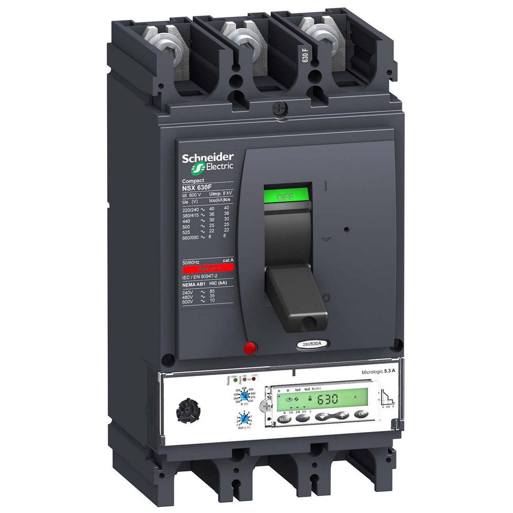 Выключатель автоматический 3п 3т 630А 36кА NSX630F Micrologic 5.3A SchE LV432878