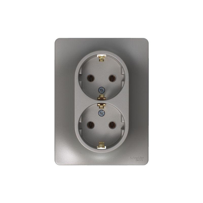 Розетка 2-м СП Glossa 16А IP20 250В с заземл. в сборе платина SchE GSL001224