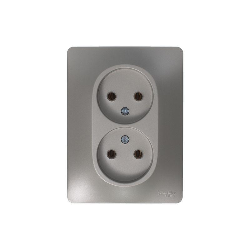 Розетка 2-м СП Glossa 16А IP20 250В без заземл. в сборе платина SchE GSL001220