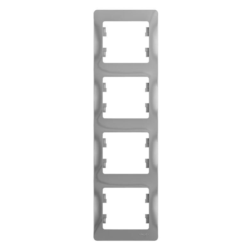 Рамка 4-м Glossa верт. алюм. SchE GSL000308