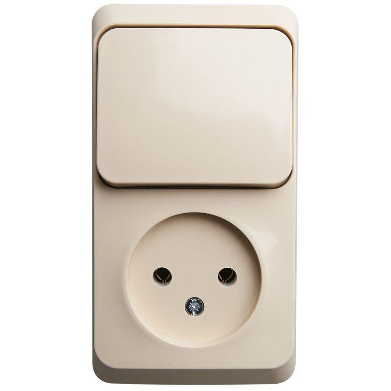 Блок ОП Этюд (1-м розетка без заземл. + 1-кл. выкл.) кремовый SchE BPA16-204K
