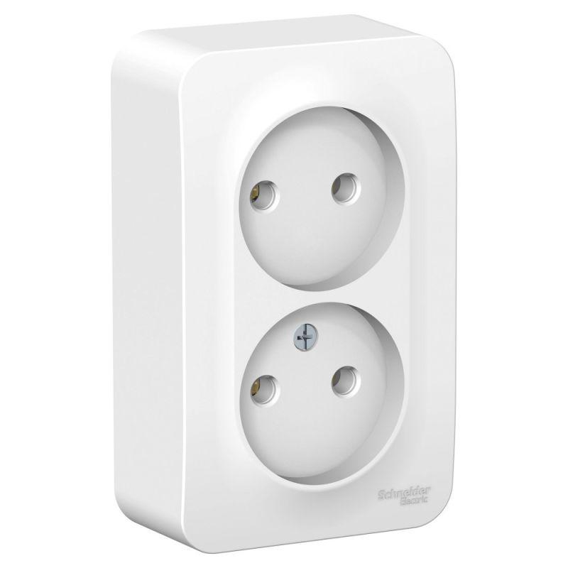 Розетка 2-м ОП Blanca 16А IP20 250В без заземл. без защ. шторок с изолир. пластиной бел. SchE BLNRA000211