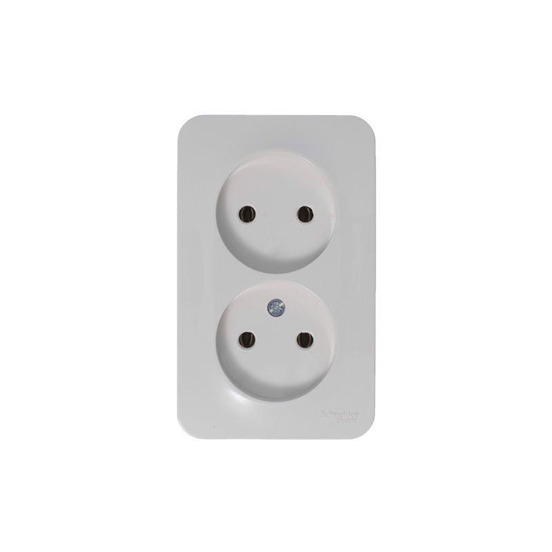 Розетка 2-м ОП Blanca 16А IP20 250В без заземл. без защ. шторок с изолир. пластиной бел. SchE BLNRA000211