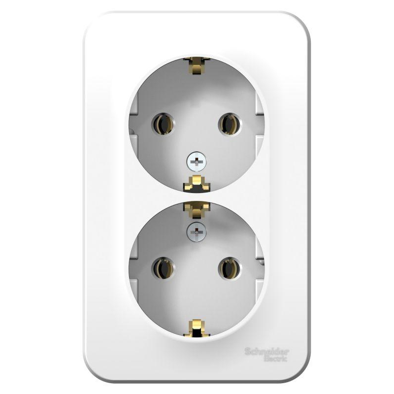 Розетка 2-м ОП Blanca 16А IP20 250В с заземл. без защ. шторок с изолир. пластиной бел. SchE BLNRA010211