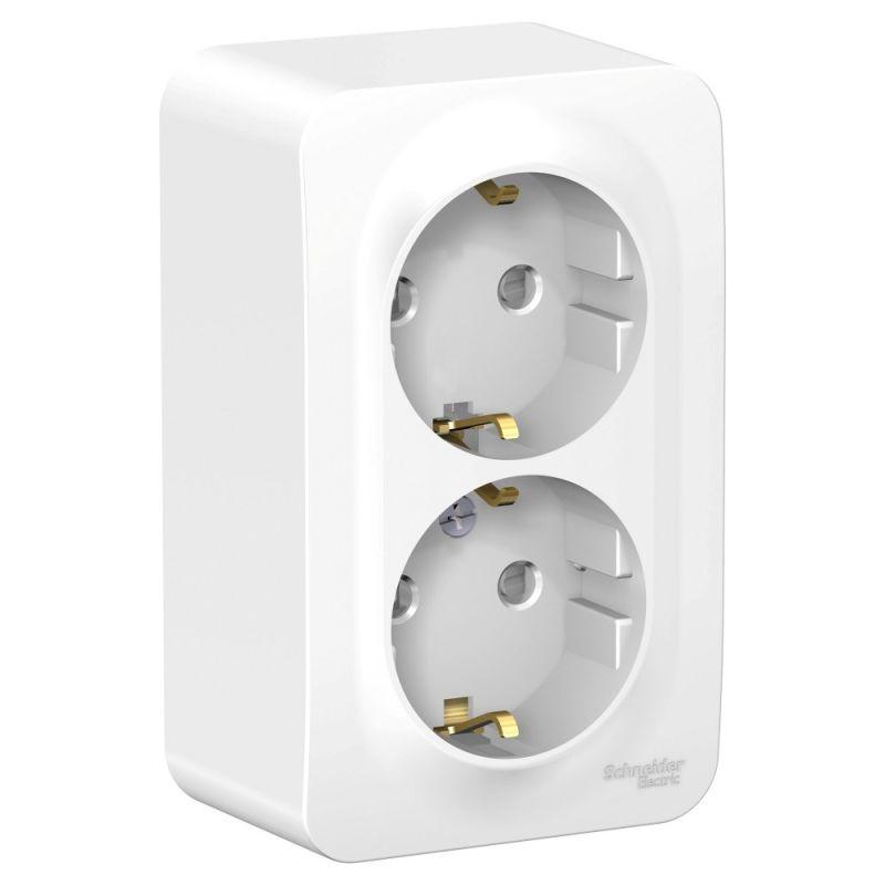 Розетка 2-м ОП Blanca 16А IP20 250В с заземл. защ. шторки с изолир. пластиной бел. SchE BLNRA011211