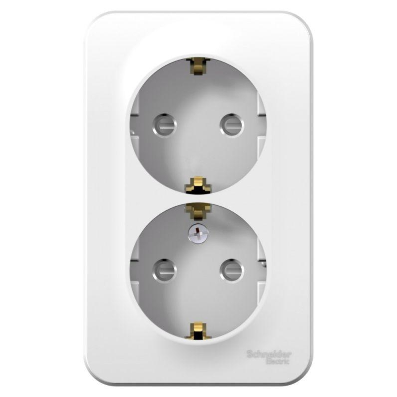 Розетка 2-м ОП Blanca 16А IP20 250В с заземл. защ. шторки с изолир. пластиной бел. SchE BLNRA011211