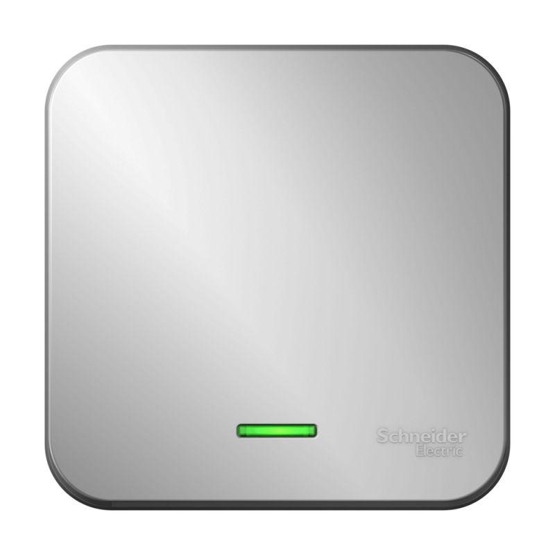 Выключатель 1-кл. ОП Blanca 10А IP20 (сх. 1) 250В с подсветкой с изолирующей пластиной алюминий SchE BLNVA101113