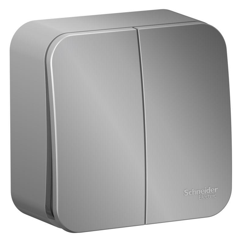 Выключатель 2-кл. ОП Blanca 10А IP20 (сх. 5) 250В с изолир. пластиной алюм. SchE BLNVA105013