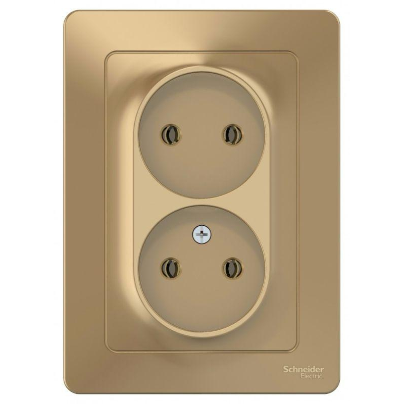 Розетка 2-м СП Blanca 16А IP20 250В без заземл. без защ. шторок титан SchE BLNRS000024