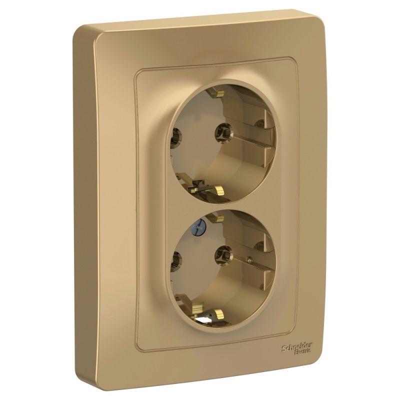 Розетка 2-м СП Blanca 16А IP20 250В с заземлением без защитных шторок титан SchE BLNRS001024