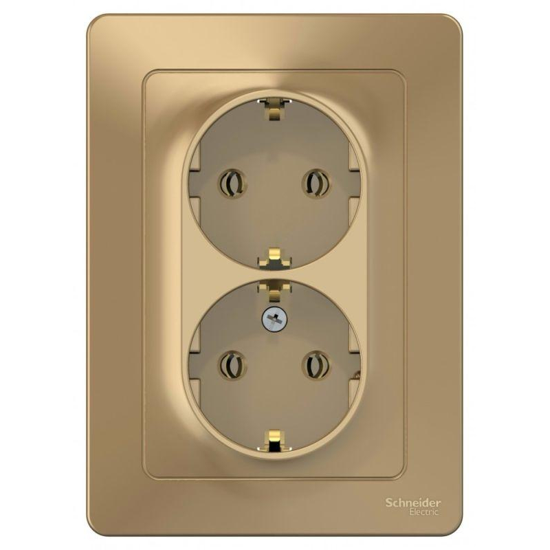 Розетка 2-м СП Blanca 16А IP20 250В с заземлением без защитных шторок титан SchE BLNRS001024