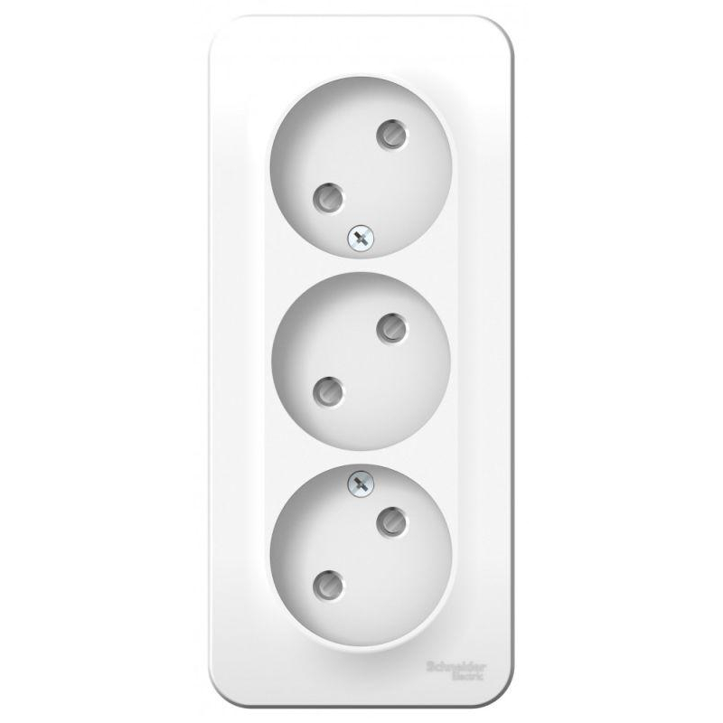 Розетка 3-м ОП Blanca 16А IP20 250В без заземл. защ. шторки с изолир. пластиной бел. SchE BLNRA001311