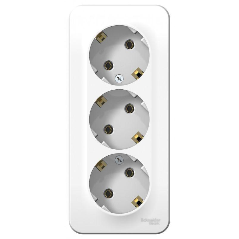 Розетка 3-м ОП Blanca 16А IP20 250В с заземл. без защ. шторок с изолир. пластиной бел. SchE BLNRA010311