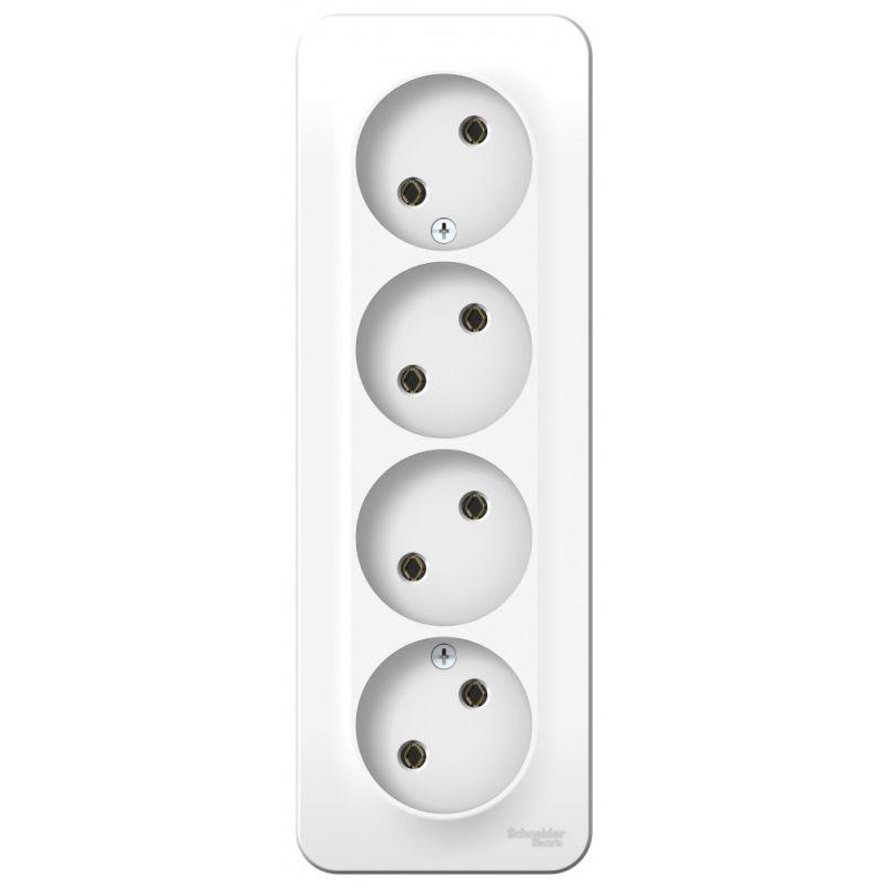 Розетка 4-м ОП Blanca 16А IP20 250В без заземл. без защ. шторок с изолир. пластиной бел. SchE BLNRA000411