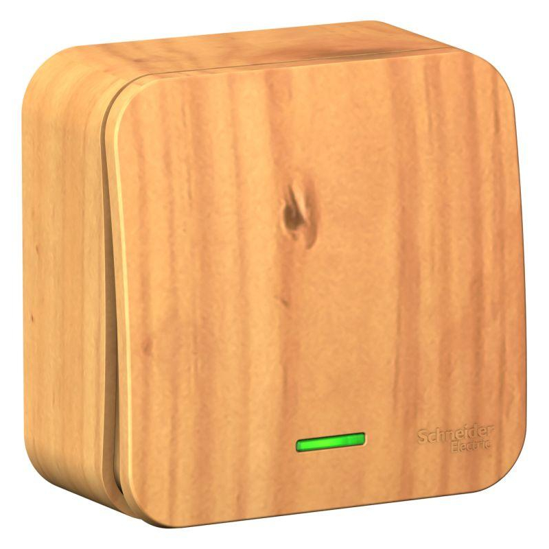 Выключатель 1-кл. ОП Blanca 10А IP20 (сх. 1) 250В с подсветкой с изолир. пластиной ясень SchE BLNVA101115