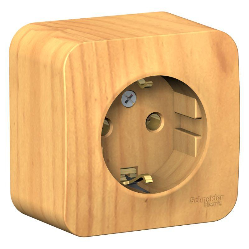 Розетка 1-м ОП Blanca 16А IP20 250В с заземл. без защ. шторок с изолир. пластиной ясень SchE BLNRA010115