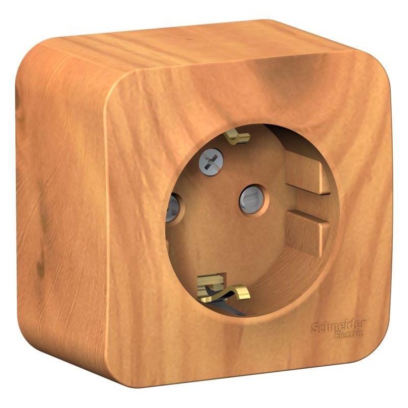 Розетка 1-м ОП Blanca 16А IP20 250В с заземл. защ. шторки с изолир. пластиной ясень SchE BLNRA011115