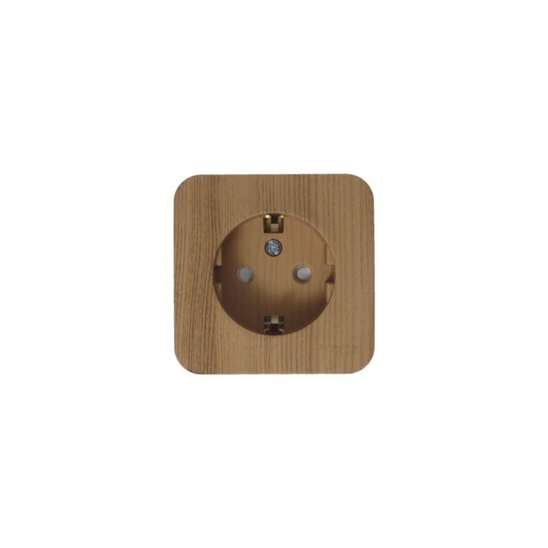 Розетка 1-м ОП Blanca 16А IP20 250В с заземл. защ. шторки с изолир. пластиной ясень SchE BLNRA011115