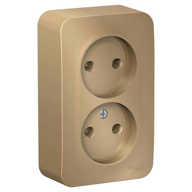 Розетка 2-м ОП Blanca 16А IP20 250В без заземл. без защ. шторок с изолир. пластиной титан SchE BLNRA000214