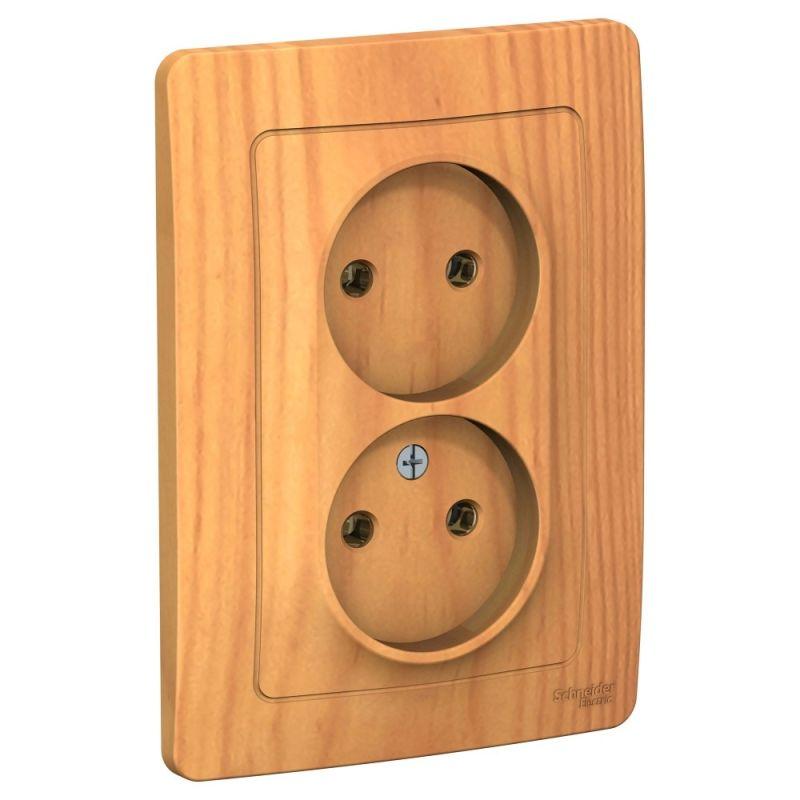 Розетка 2-м СП Blanca 16А IP20 250В без заземл. без защ. шторок ясень SchE BLNRS000025