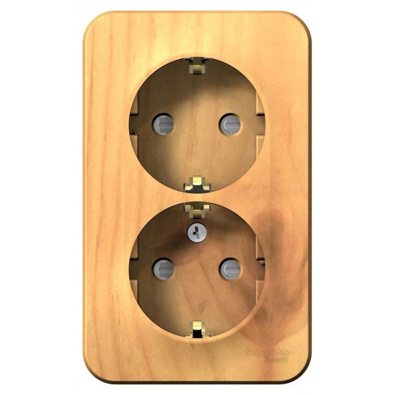 Розетка 2-м ОП Blanca 16А IP20 250В с заземл. защ. шторки с изолир. пластиной ясень SchE BLNRA011215