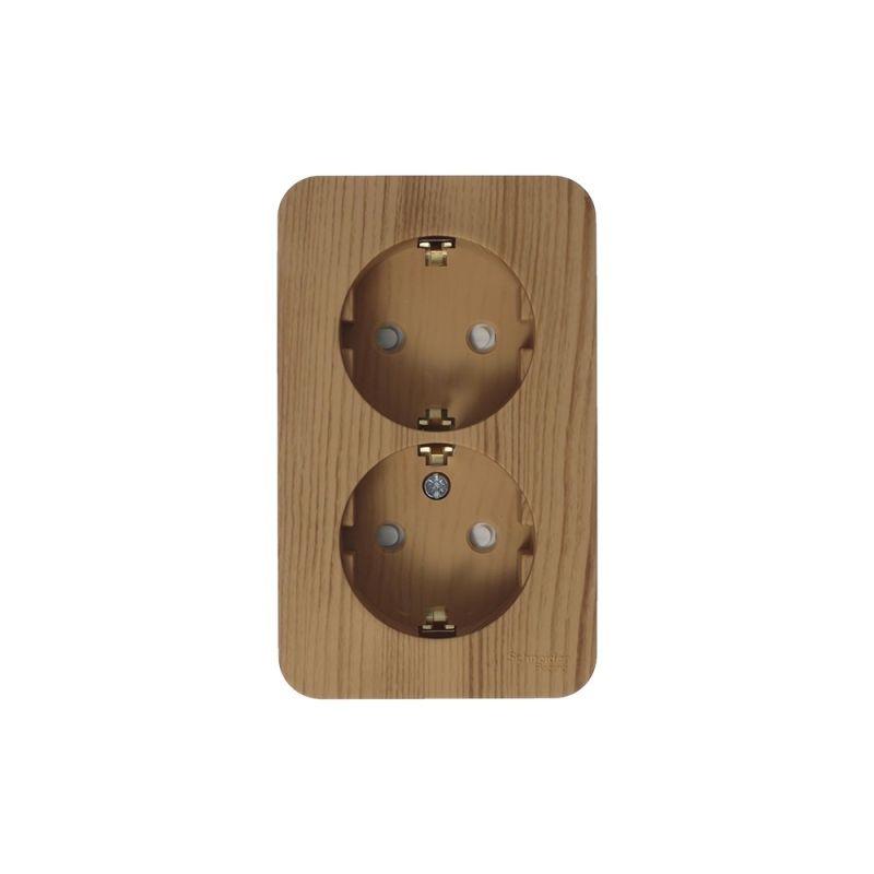 Розетка 2-м ОП Blanca 16А IP20 250В с заземл. защ. шторки с изолир. пластиной ясень SchE BLNRA011215