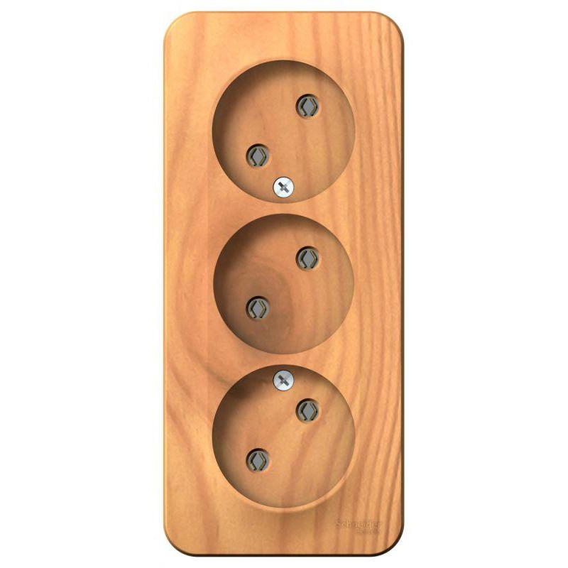 Розетка 3-м ОП Blanca 16А IP20 250В без заземл. без защ. шторок с изолир. пластиной ясень SchE BLNRA000315