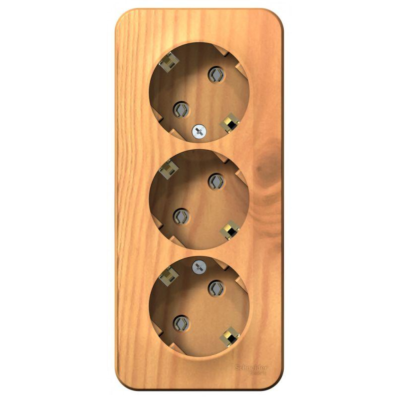 Розетка 3-м ОП Blanca 16А IP20 250В с заземл. без защ. шторок с изолир. пластиной ясень SchE BLNRA010315