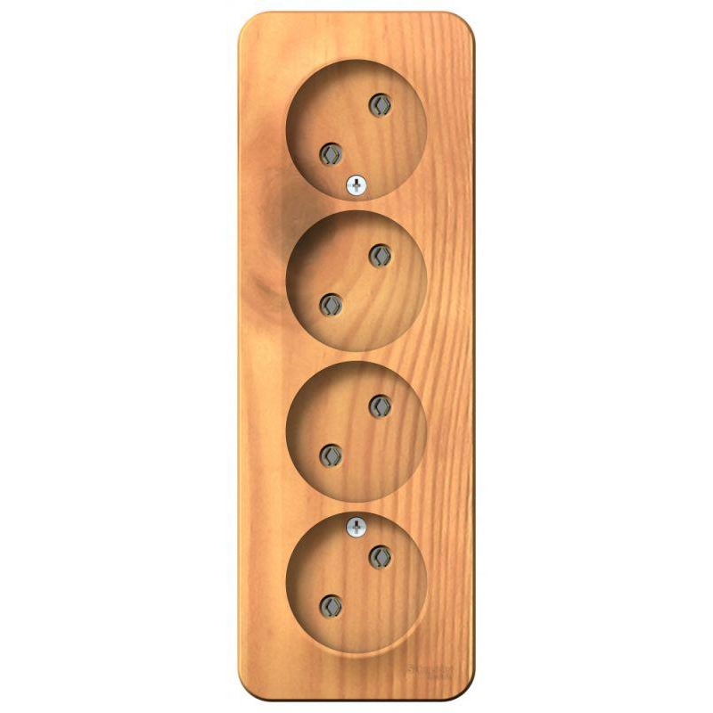 Розетка 4-м ОП Blanca 16А IP20 250В без заземл. без защ. шторок с изолир. пластиной ясень SchE BLNRA000415