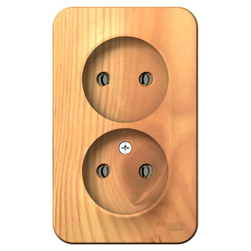 Розетка 2-м ОП Blanca 16А IP20 250В без заземл. без защ. шторок с изолир. пластиной ясень SchE BLNRA000215