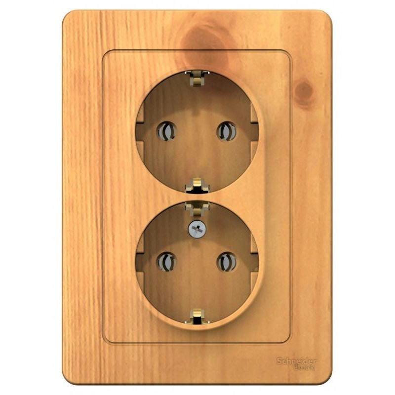 Розетка 2-м СП Blanca 16А IP20 250В с заземлением без защитных шторок ясень SchE BLNRS001025