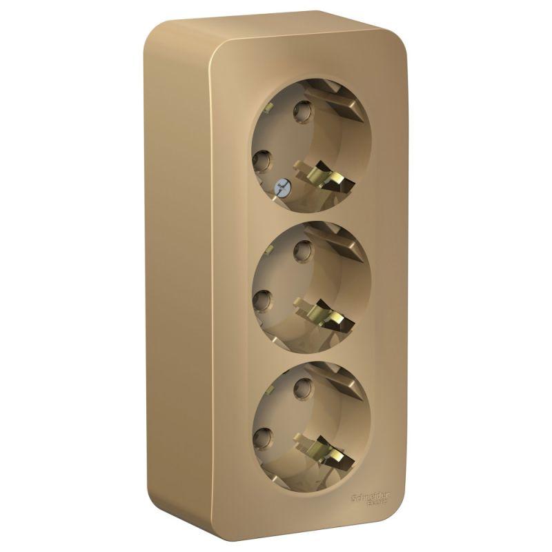 Розетка 3-м ОП Blanca 16А IP20 250В с заземл. без защ. шторок с изолир. пластиной титан SchE BLNRA010314