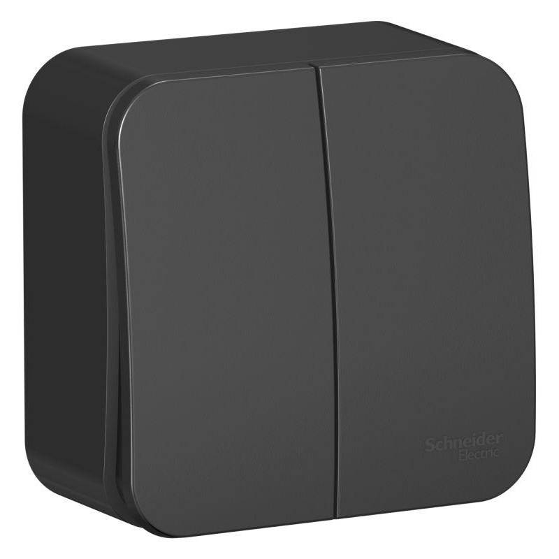 Выключатель 2-кл. ОП Blanca 10А IP20 (сх. 5) 250В с изолир. пластиной антрацит SchE BLNVA105016
