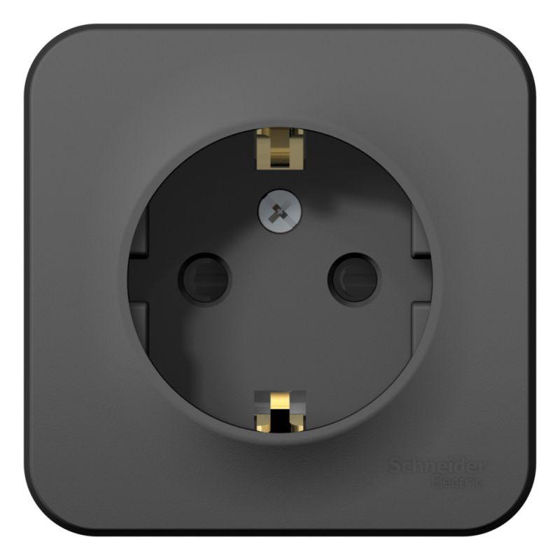 Розетка 1-м ОП Blanca 16А IP20 250В с заземл. защ. шторки с изолир. пластиной антрацит SchE BLNRA011116