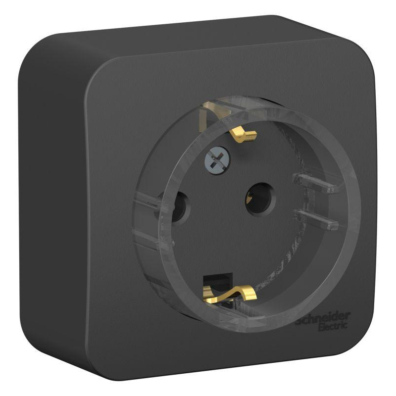 Розетка 1-м ОП Blanca 16А IP20 250В с заземл. без защ. шторок с изолир. пластиной (компакт) антрацит SchE BLNRA110116