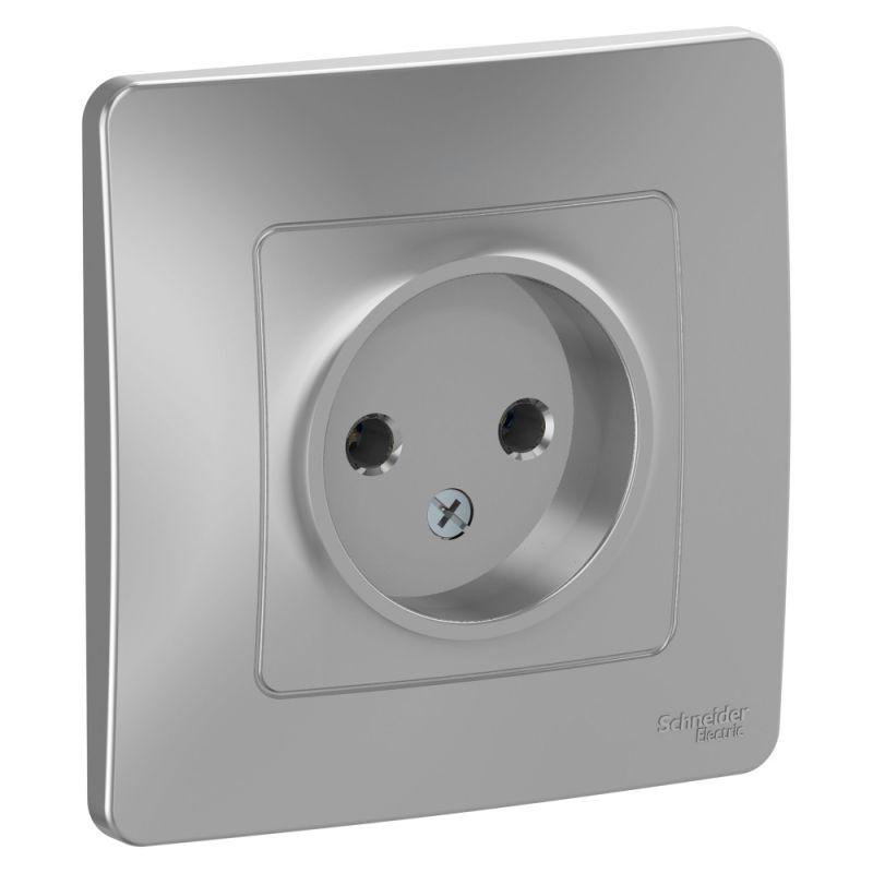 Розетка 1-м СП Blanca 16А IP20 250В без заземл. без защ. шторок алюм. SchE BLNRS000013