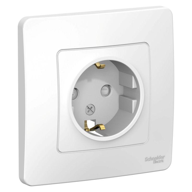 Розетка 1-м СП Blanca 16А IP20 250В с заземл. защ. шторки бел. SchE BLNRS001111