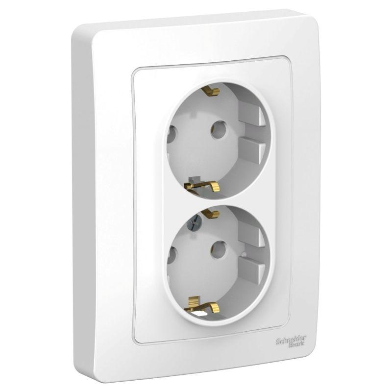 Розетка 2-м СП Blanca 16А IP20 250В с заземл. без защ. шторок бел. SchE BLNRS001021